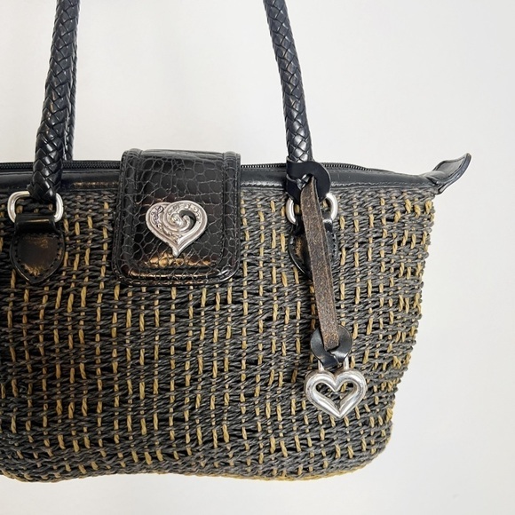 Brighton Black Woven Straw Satchel Shoulder Bag - Picture 2 of 10